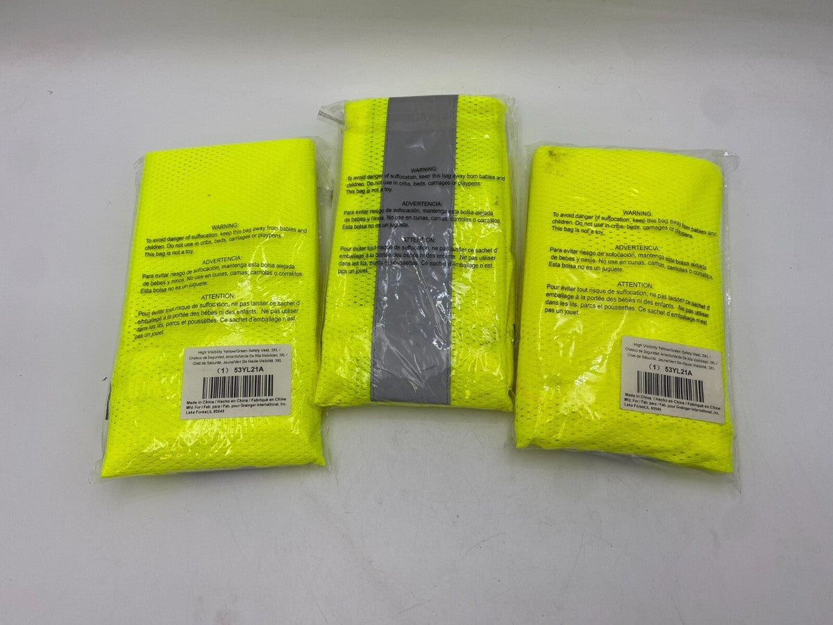 3Pc Condor 53YL21A High-Visibility Vest ANSI Class 2, 3XL, Lime, Mesh Polyester