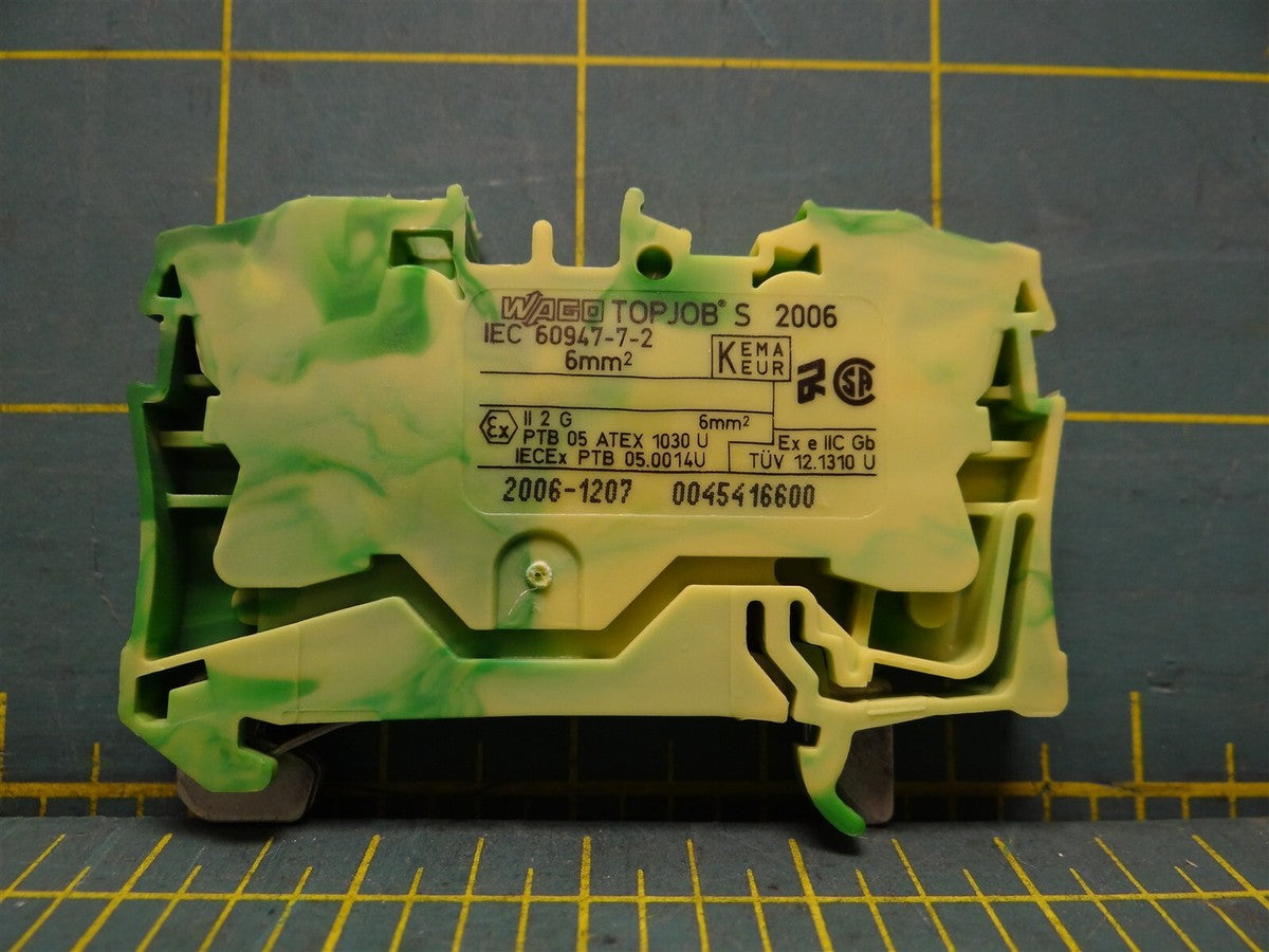 Wago TOPJOB S Push-in DIN Rail Mount Ground Terminal Block 2006-1207 2-Positions