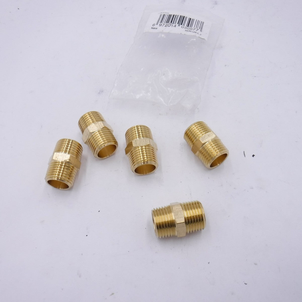 5 Pack Sungator 1/2" Male x 1/2" NPT Male Brass Hex Nipple