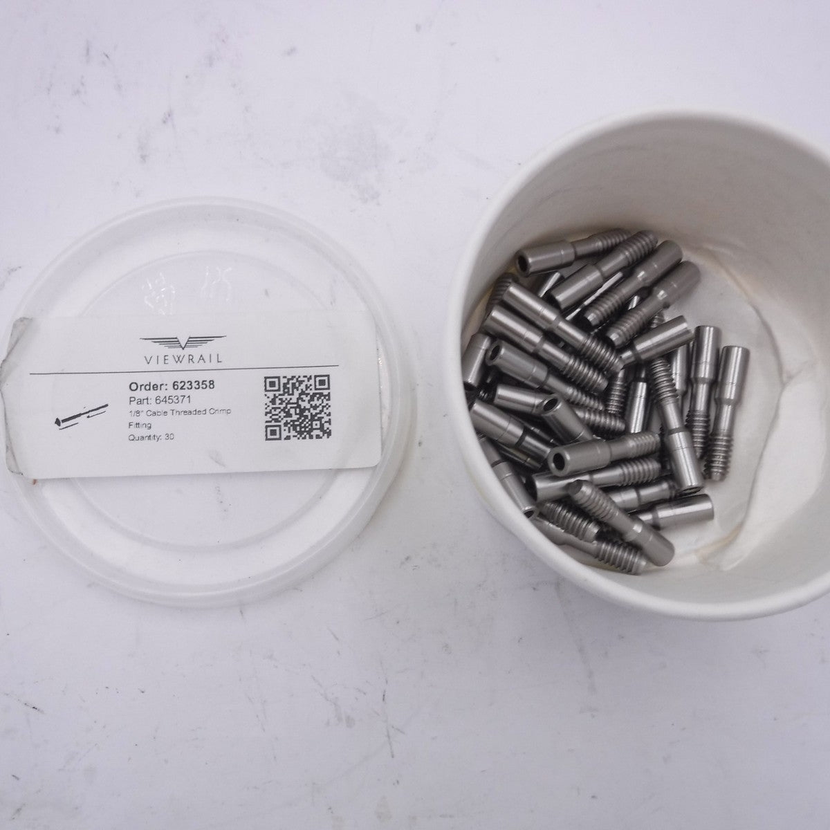 30 Pack ViewRail 1/8" Cable Threaded Crimp Fitting 645371 For Cable Railings
