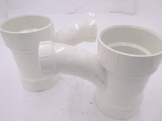 2 Pack Charlotte Pipe 4" Hub T x 4" D Hub PVC Long Turn Wye Sch 40 PVC005021600