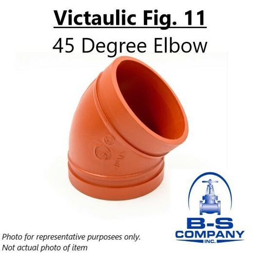 1"  Victaulic Fig. 11 45° Elbow Grooved End IPS Pipe Fitting