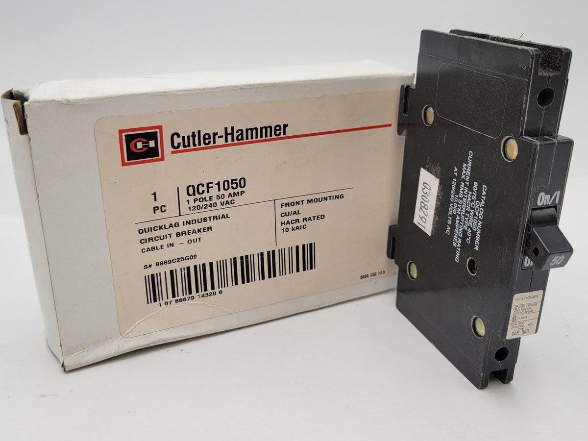 Cutler Hammer QCF1050 Quicklag Circuit Breaker 50A 1P 120/240V 10kAIC QCF