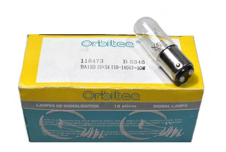 [Box of 10] Orbitec B5346 (118473) BA15D 16x54 110-140V 7-10W Signal Lamp