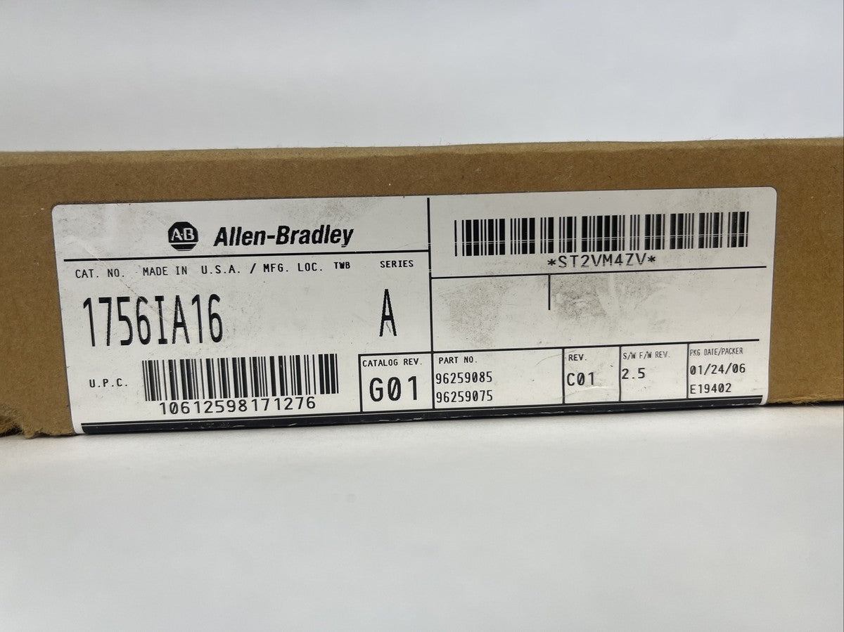 ALLEN BRADLEY 1756-IA16 INPUT MODULE CATALOG REV G01 REV C01 S/W F/W REV 2.5 SER