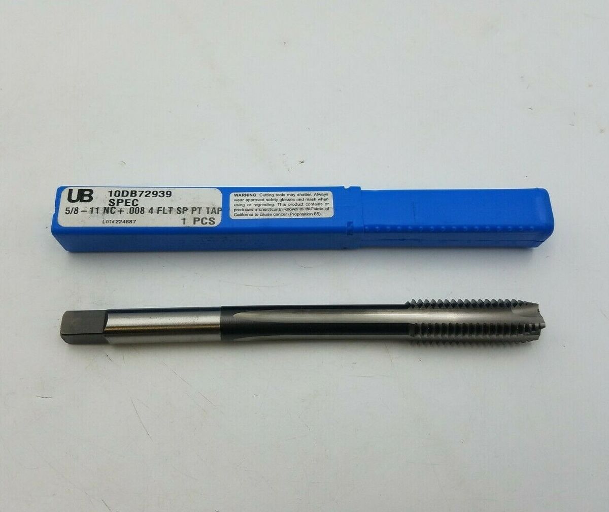 Union Butterfield 5/8-11 NC + .008 Special Plug Tap 4 Flute HSS OAL 6.5" Length