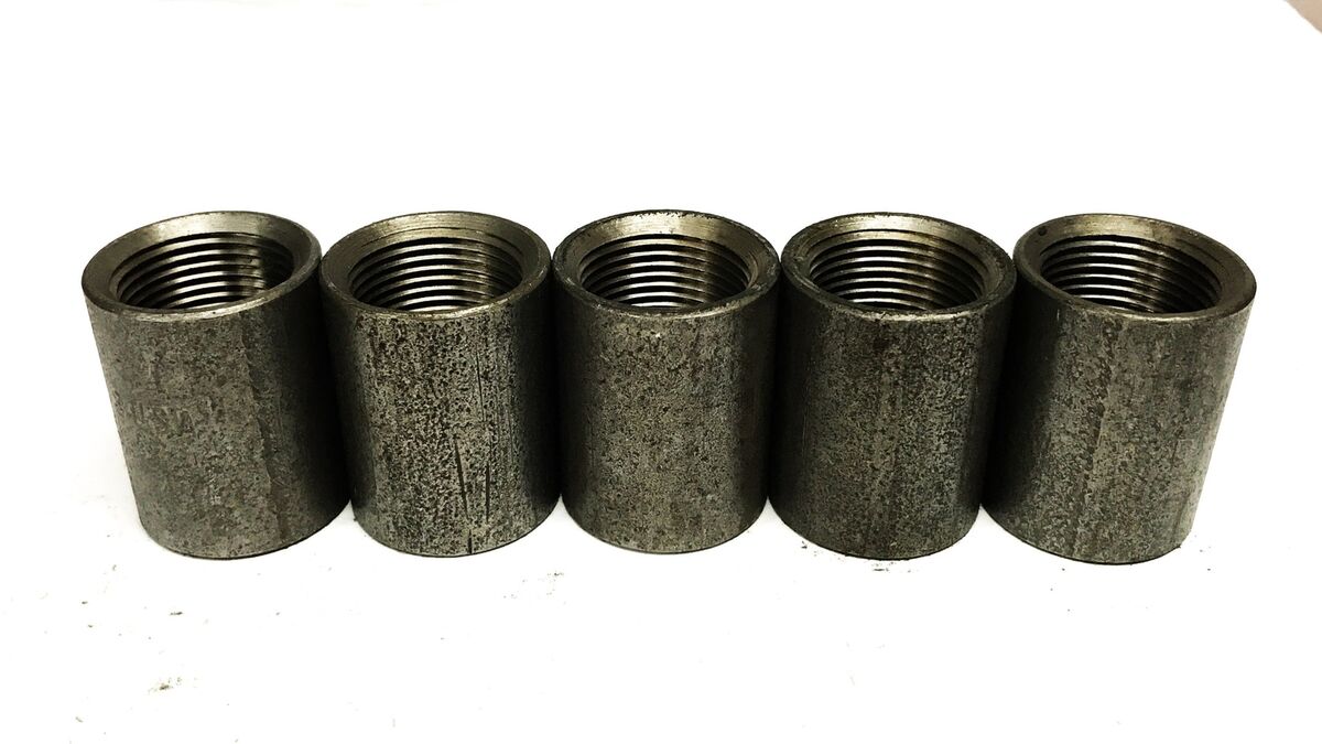 Unbranded 1 inch Female Steel Straight Pipe Coupling [Lot of 5] NOS