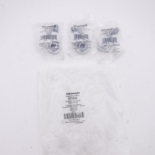 3 Pack Hillman 1/2"-20 Thread Male Right Ball Joints 883534