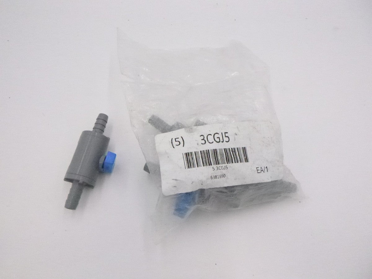 5 Pack Grainger Two Way Ball Valve 3/8" PVC Barb x Barb Full Port