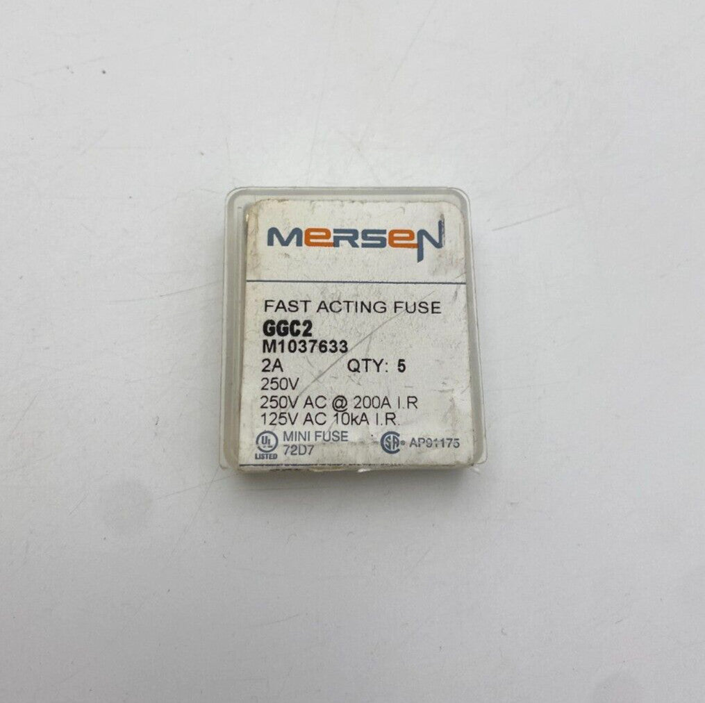 Lot of 5 Mersen GGC2/M1037633 Fast Acting Miniature Fuse Glass Body 2 Amp 250VAC