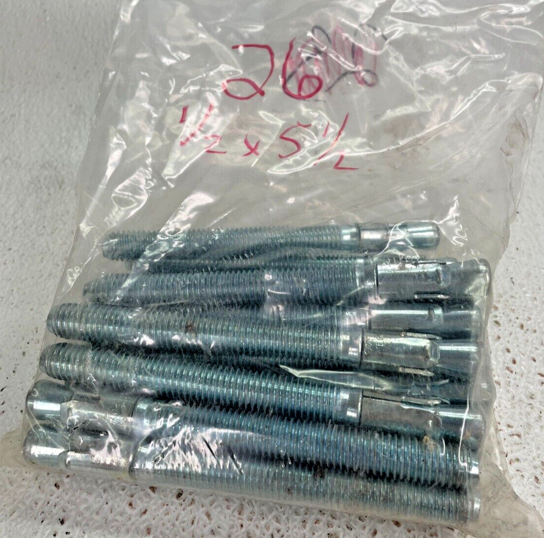 (26) POWERS 1/2" X 5-1/2" Expansion Wedge Anchor Zinc Coated NO WASHER, NO NUT