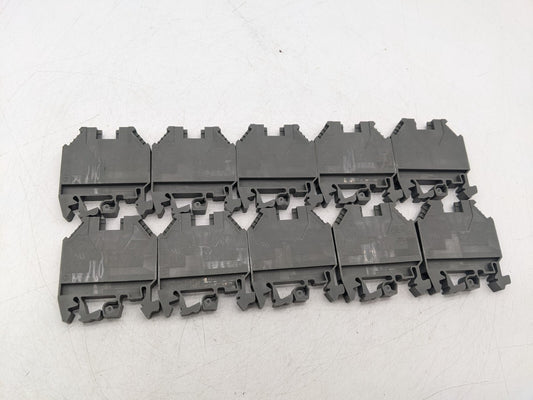 10 Piece Set Wieland WK6/U Terminal Block 600 Volt 45 Amp 20-8 AWG - Dark Gray