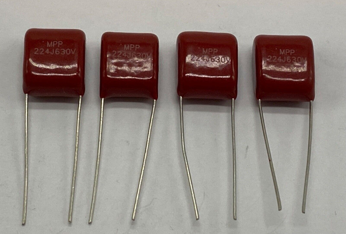Pack of 4, Metalized Plastic Film capacitor 224J630V radial lead .22uf/630V