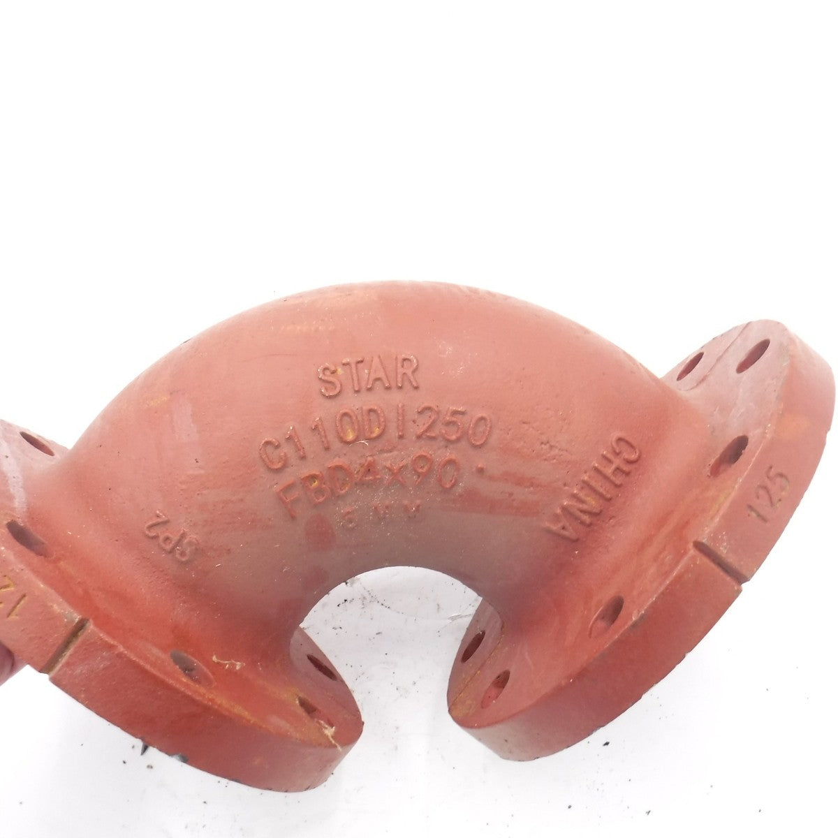 Star 4" Flanged Ductile Iron C110 Full Body 90 Degree Bend 125# FBD4X90