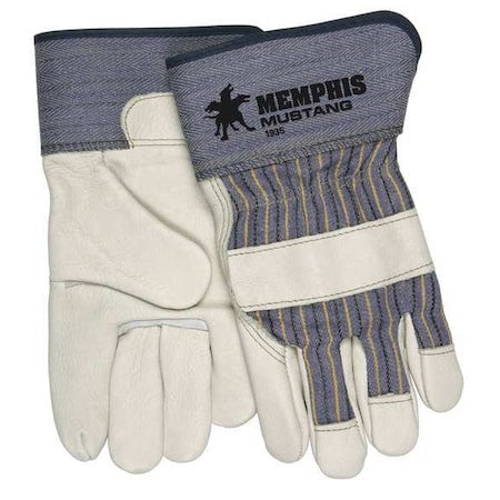 Mcr Safety 1935L Leather Gloves, Cowhide, Safety Cuff, Wing Thumb, Full Finger,