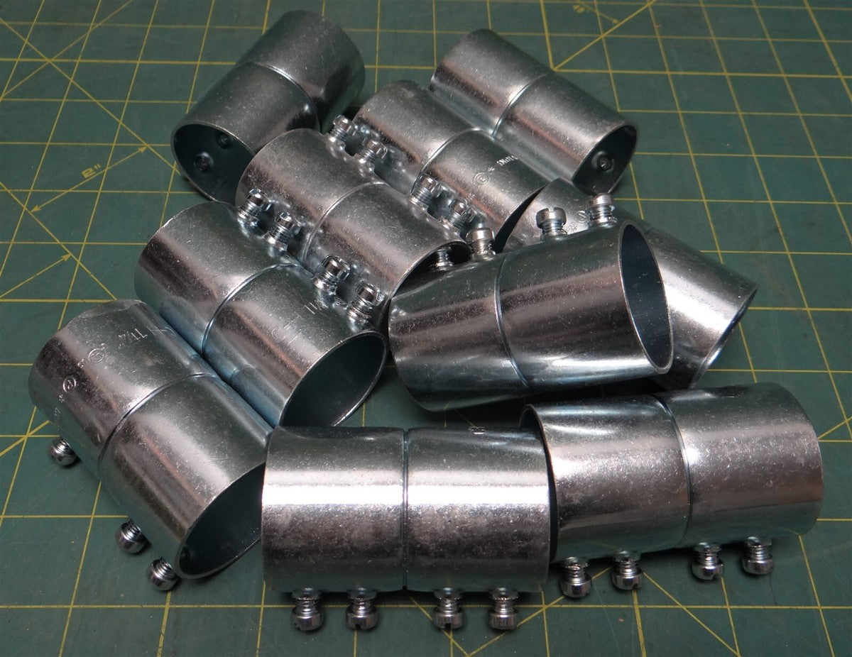 (10) 1-1/4" Crouse Hinds 463 Set Screw Type Zinc Plated Steel Coupling for EMT