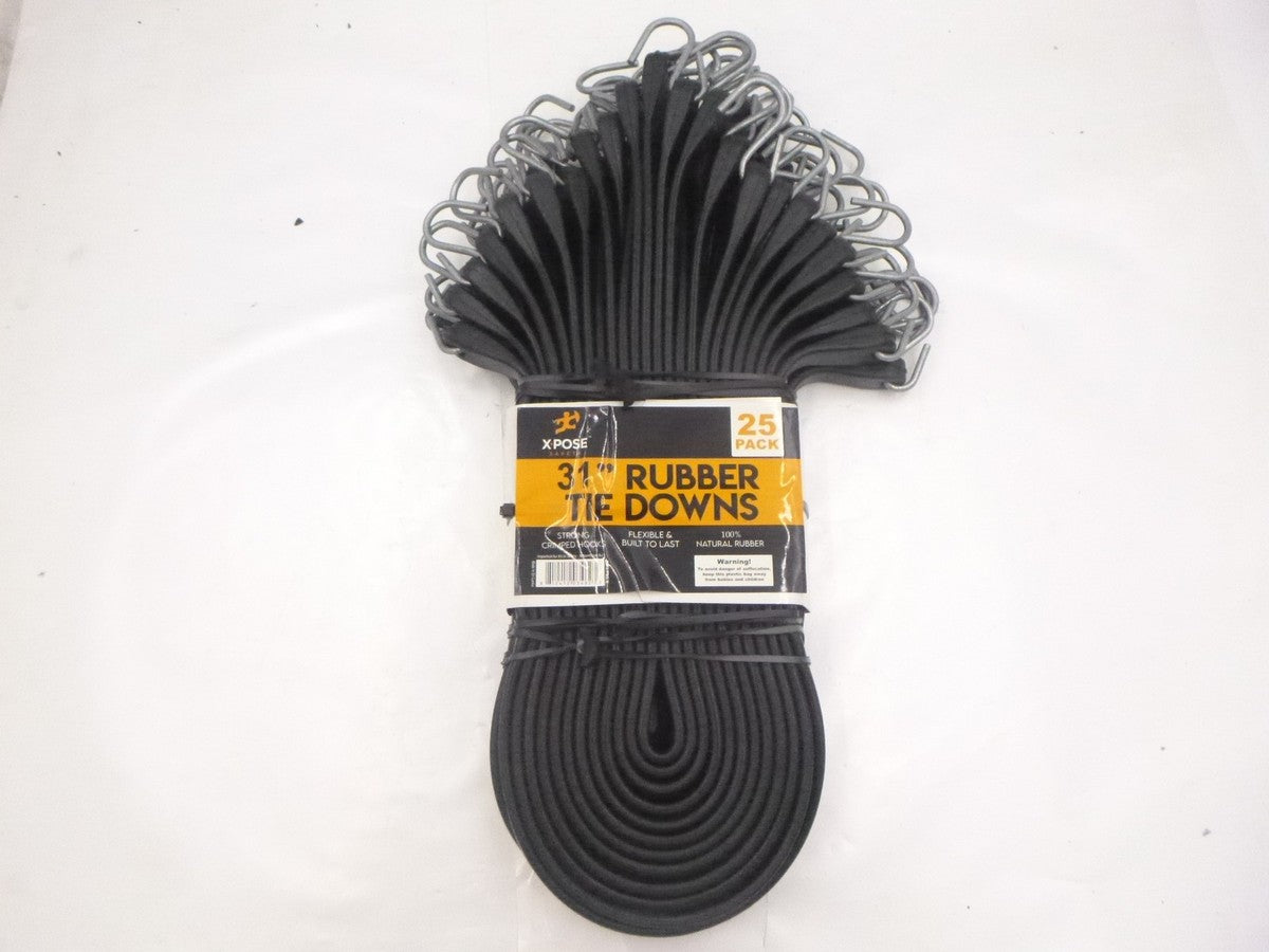 25 Pack X-Pose 31" Rubber Tie Down Bungee Cords TS-31-25-X w/ Crimped Hooks
