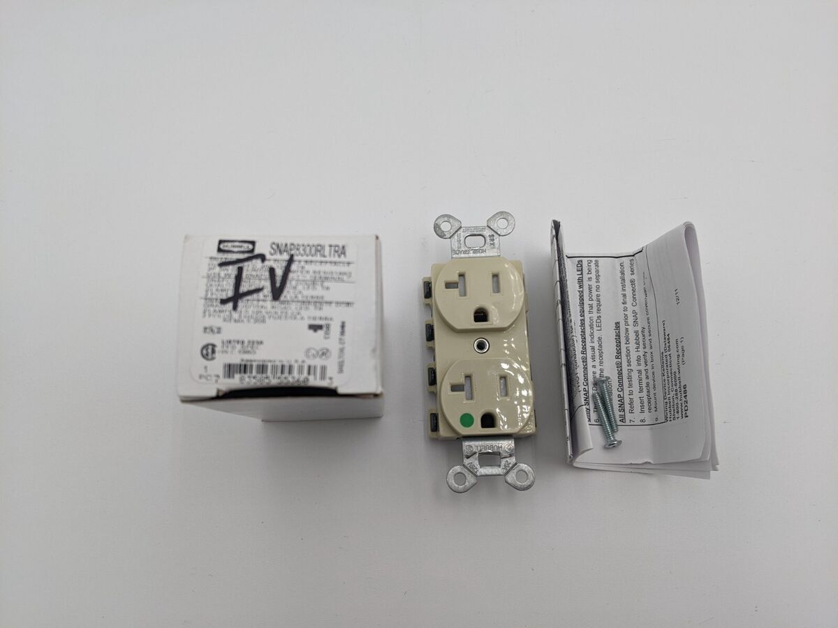 Hubbell SNAP8300RLTRA Duplex Receptacle Tamper Resistant 20A 125V 2P Ivory
