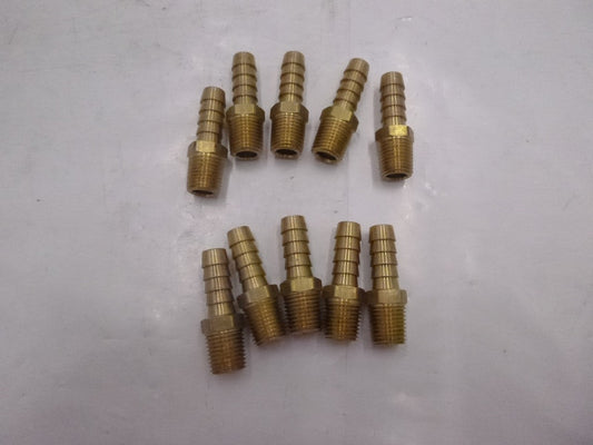 10 Pack 1/4" X 3/8" Brass Hose Barb Midland Industries 07001-0406