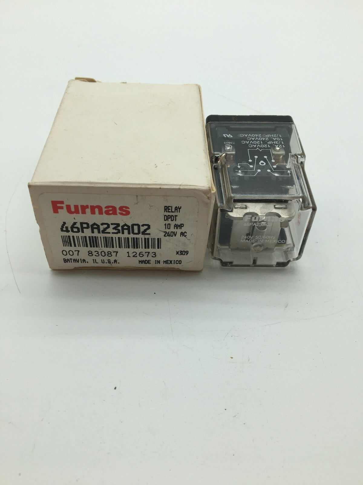 Furnas 46PA23A02 Relay DPDT 8-Pin Octal Plug-In 240VAC 10 Amp 50/60Hz 1/2HP