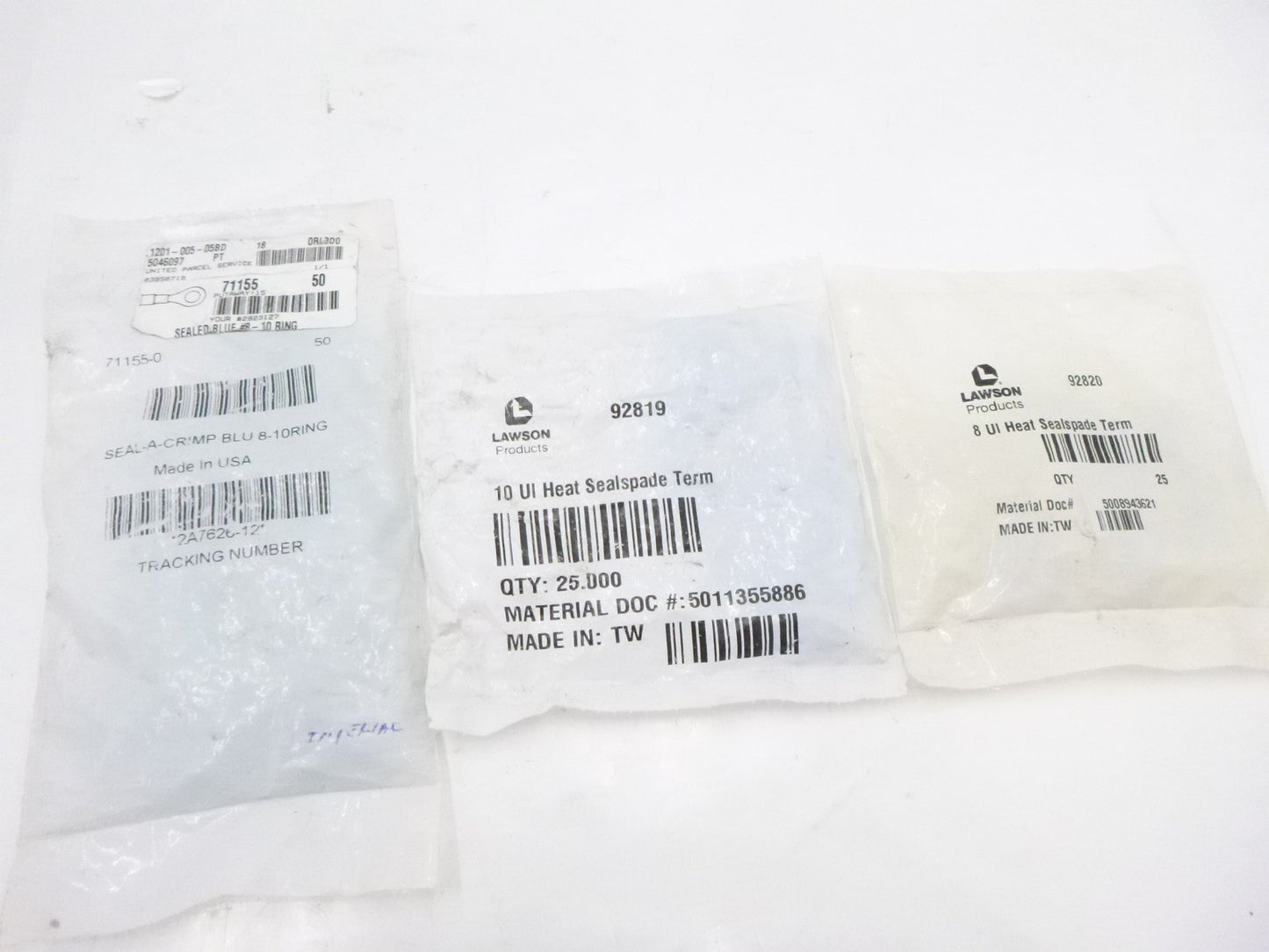 3 Assorted Packs of Terminals Imperial & Lawson Seal A Crimp & Heat Sealspade
