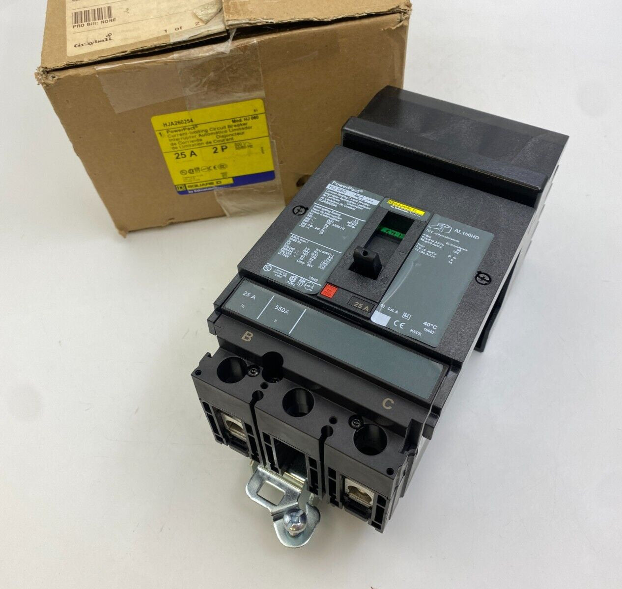 Square D HJA260254 I-Line Circuit Breaker 25A 600V 2P 1PH Type HJA 25 Amp 2 Pole
