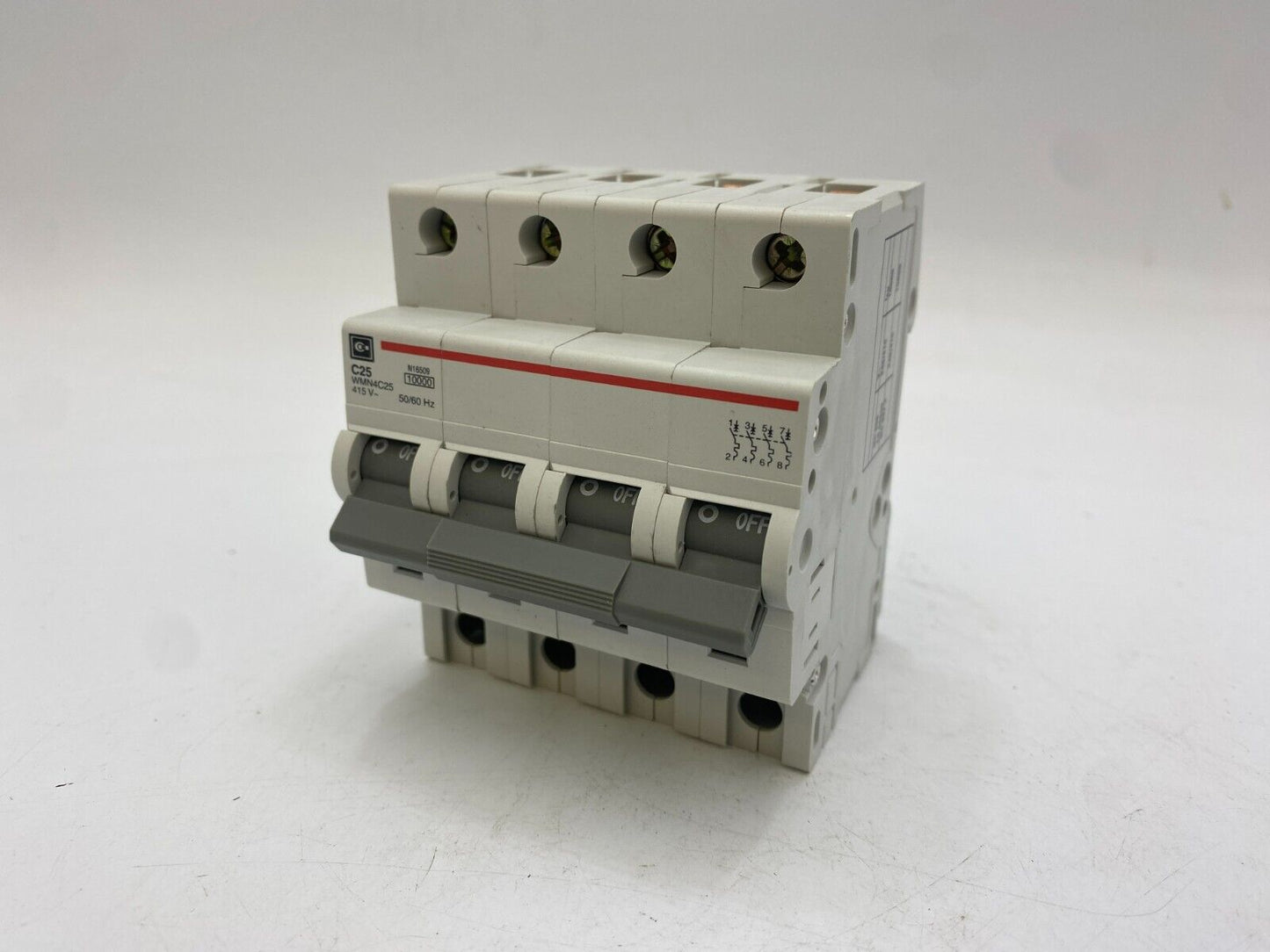 Cutler-Hammer WMN4C25	Circuit Breaker	25A 4P 10kA NOS White 4 Pole 25 Amp