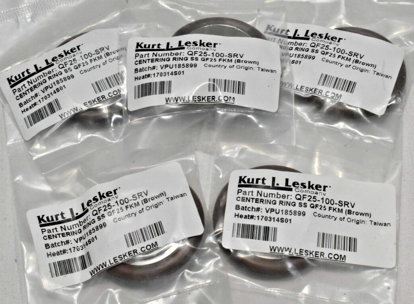 [Lot of 5] Kurt J Lesker QF25-100-SRV Centering Ring New
