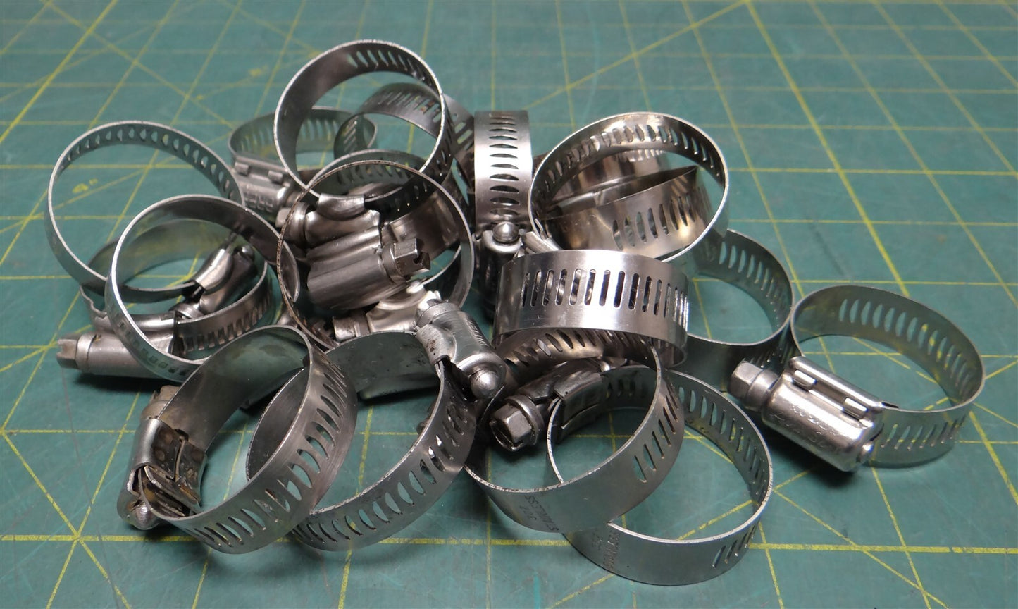 (Qty: 16) SAE #16 13/16-1-1/2" Stainless Steel Hose Clamp 21-38mm 1/2" Width