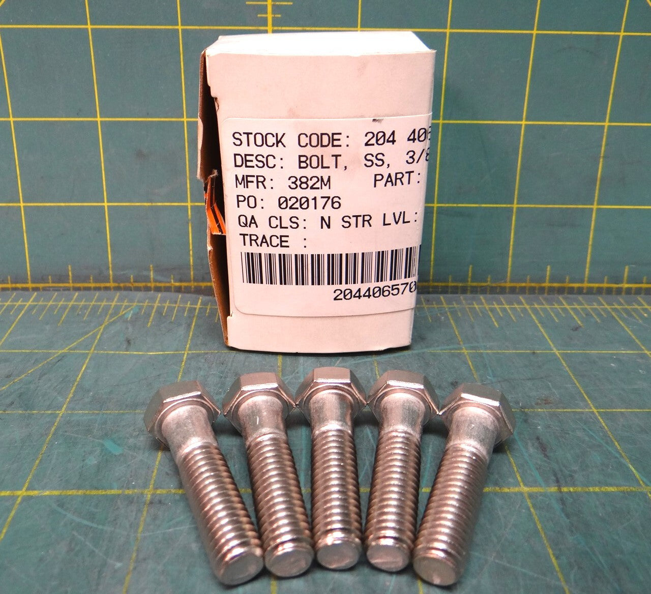 5 Stainless Steel Bolt 3/8"-16 x 1-1/2" PN: 92186A628