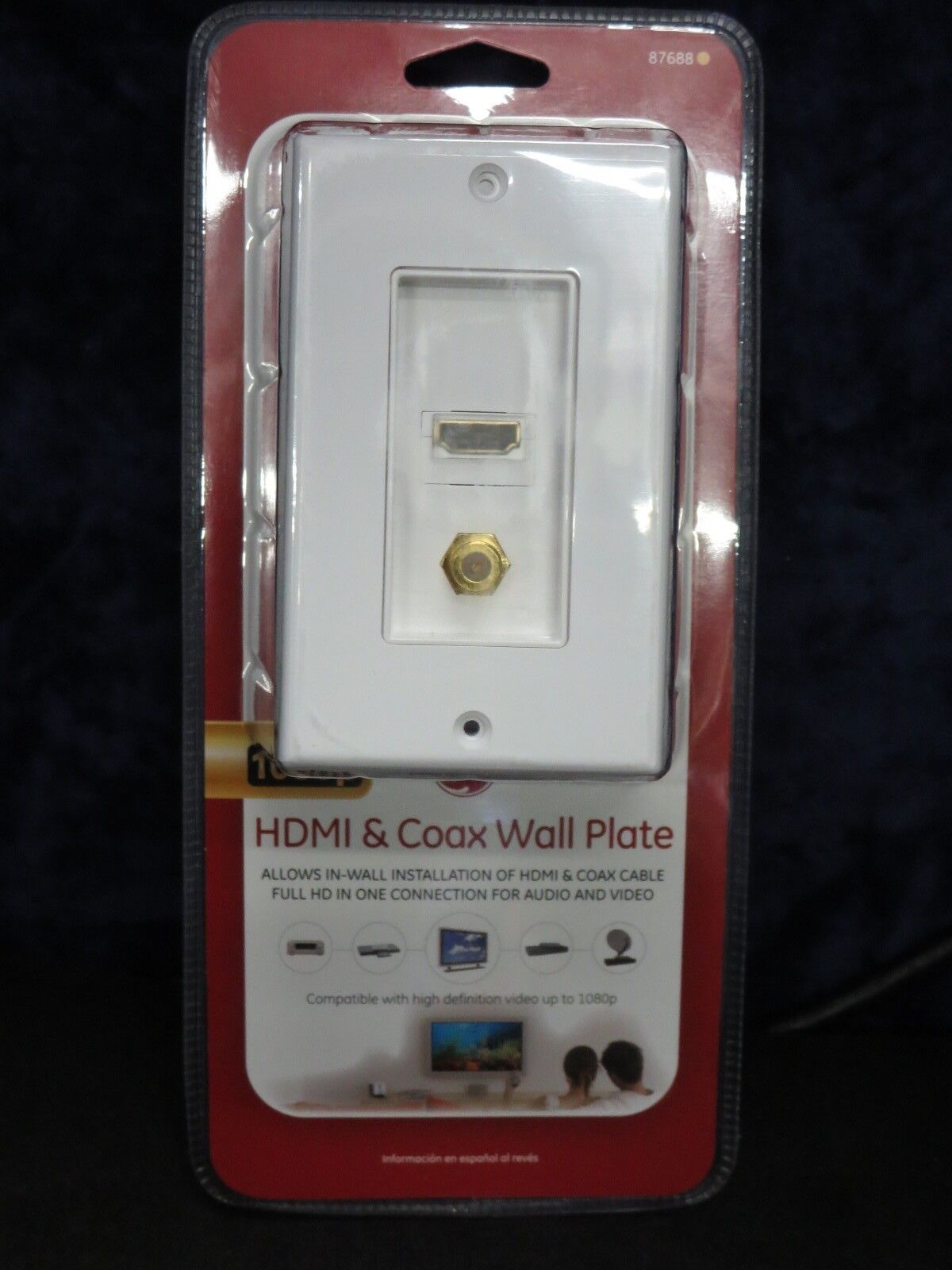 GE 87688 HDMI & Coax Wall Plates Pack of 4 
