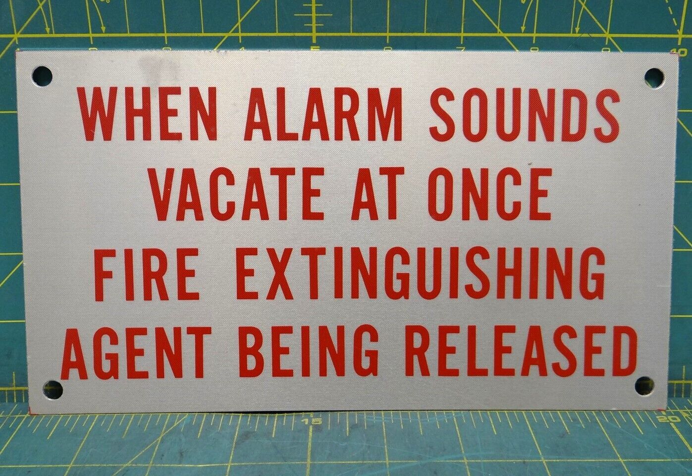 9" x 5" Industrial Metal Warning Sign for Fire Extinguishing Agent
