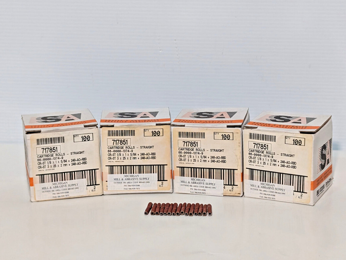 Standard Abrasives 717851 Straight Cartridge Rolls 1/8x1x5/64, 240 AO-RBD 100 Ct