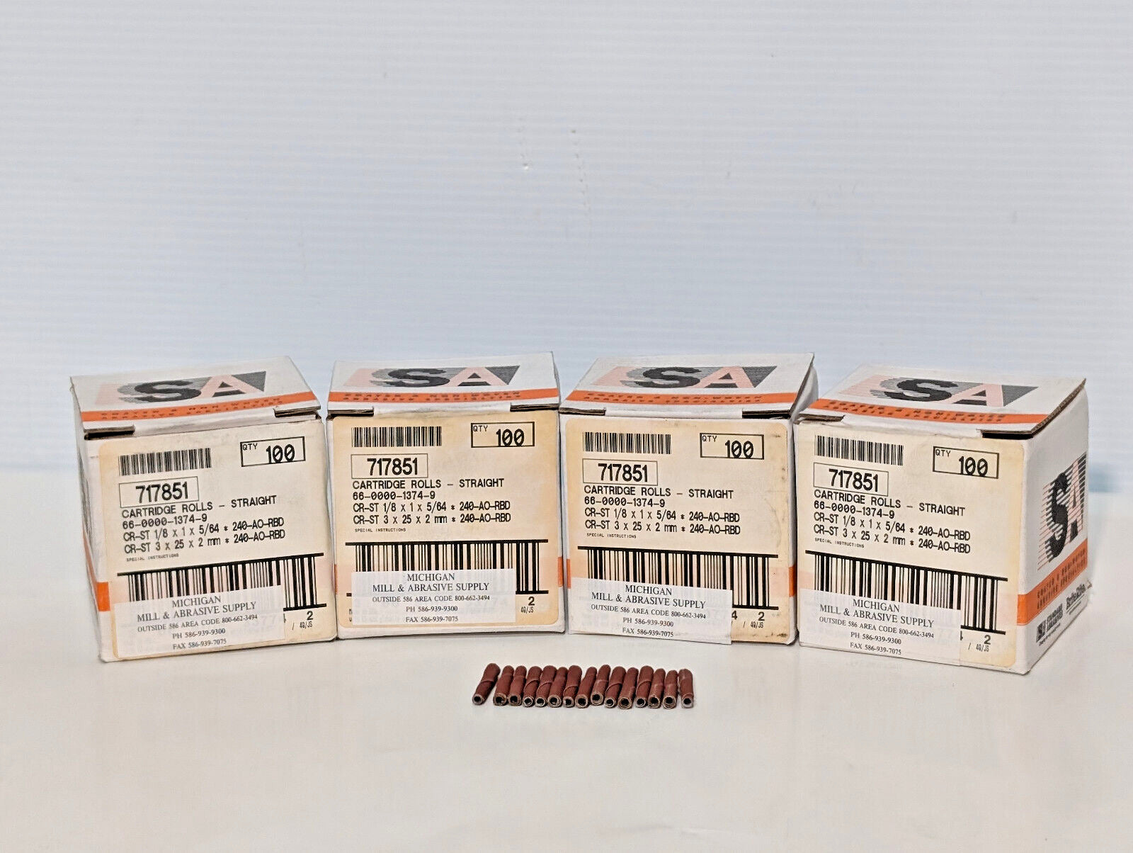 Standard Abrasives 717851 Straight Cartridge Rolls 1/8x1x5/64, 240 AO-RBD 100 Ct