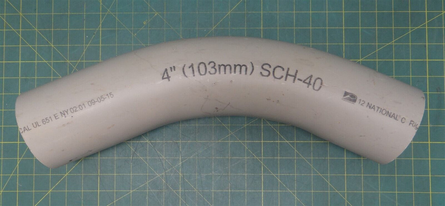 National C 4" 45 Degree SCH 40 Rigid Nonmetallic PVC Elbow 21-1/2" Length