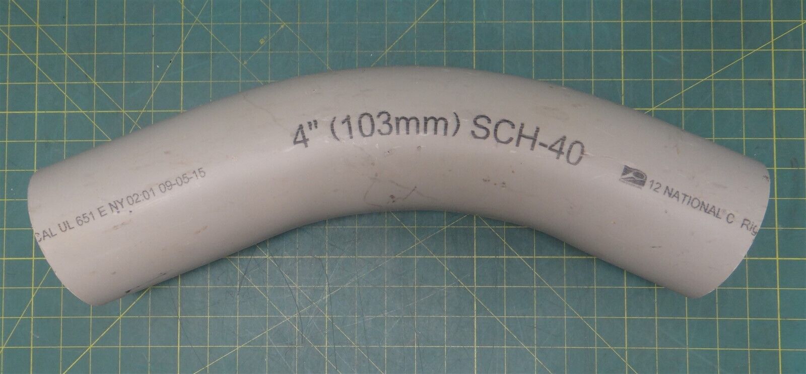 National C 4" 45 Degree SCH 40 Rigid Nonmetallic PVC Elbow 21-1/2" Length