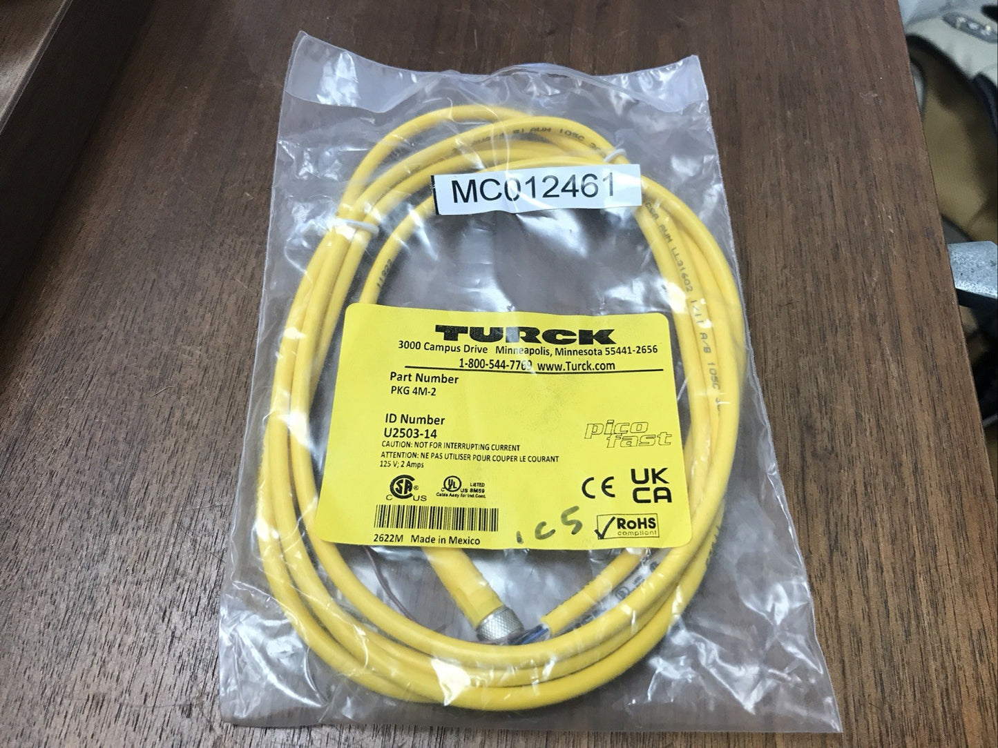 NEW TURCK PKG 4M-2 CORDSET ID NUMBER: U2503-14 Pico Fast 125V 2 Amps 2622M