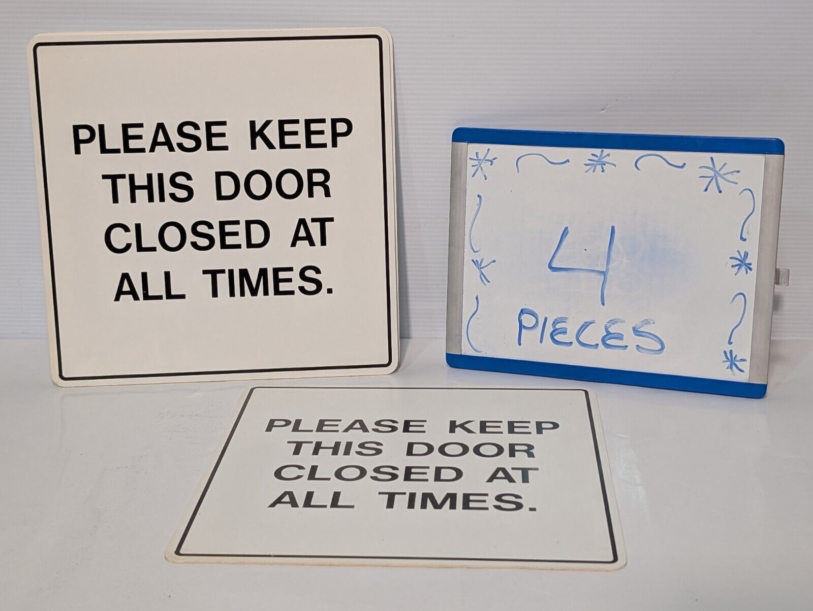 Lot of 4 Safety Signs, "Please Keep This Door Closed At All Times", 12" x 12"