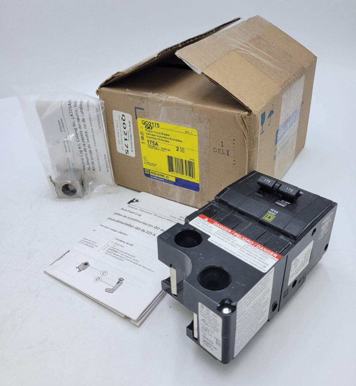 Square D QO2175 Plug-In Circuit Breaker 175A 120/240V 2P 1PH QOC 175 AMP 2 Pole