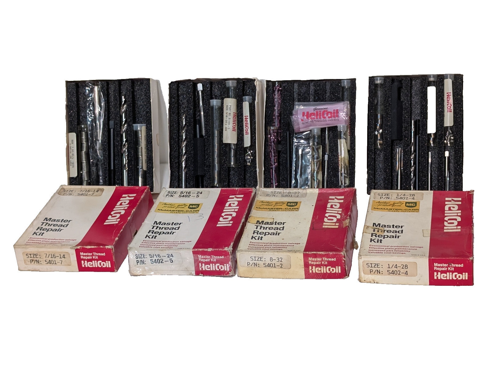 Lot of 4 Assorted: McMaster-Carr Helicoil Master Thread Repair Kits 5401, 5402