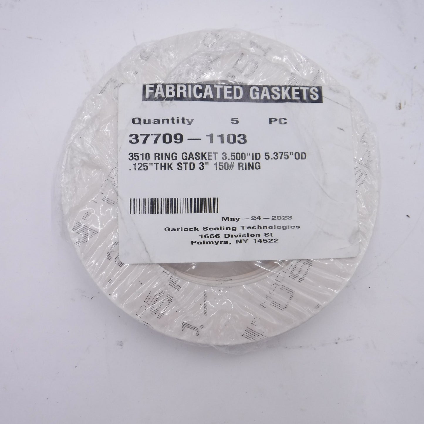 5 Pack Garlock 3" Ring Flange Gaskets 1/8" Thick 3510 Style 37709-1103