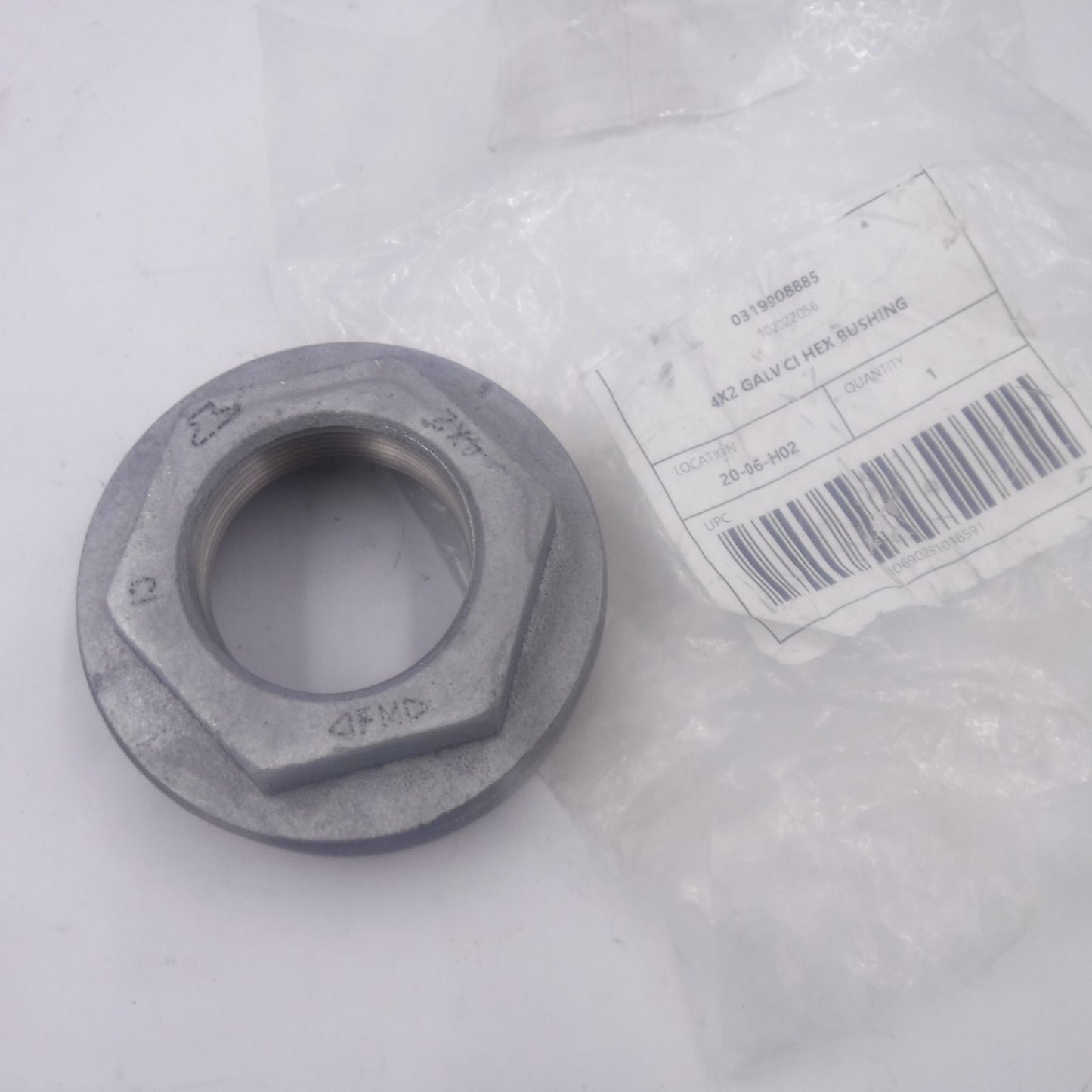 4" x 2" Anvil 0319908885 Galvanized Cast Iron Hex Head Bushing Reducer
