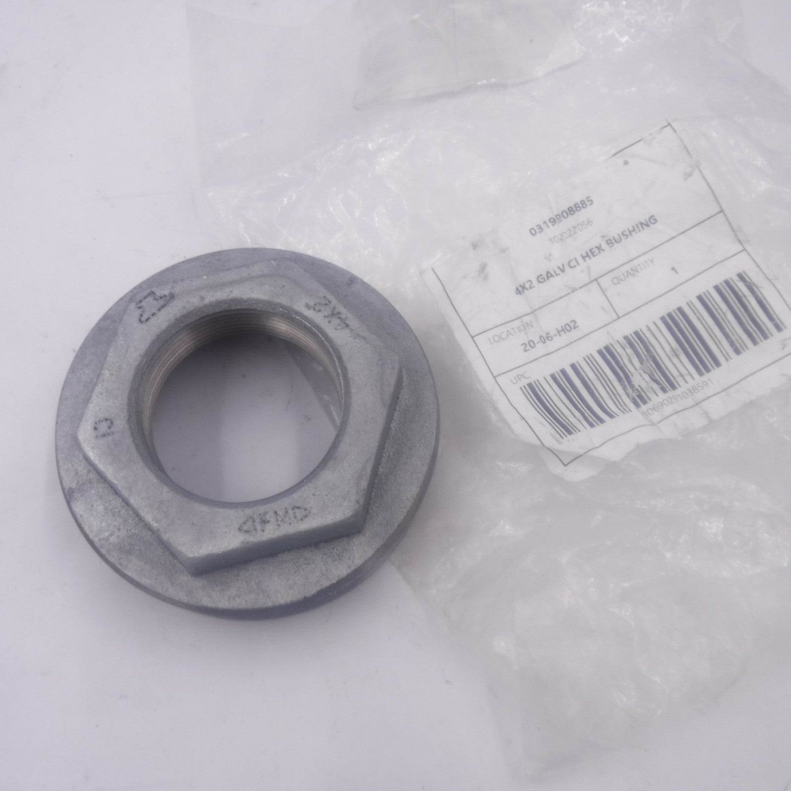 4" x 2" Anvil 0319908885 Galvanized Cast Iron Hex Head Bushing Reducer