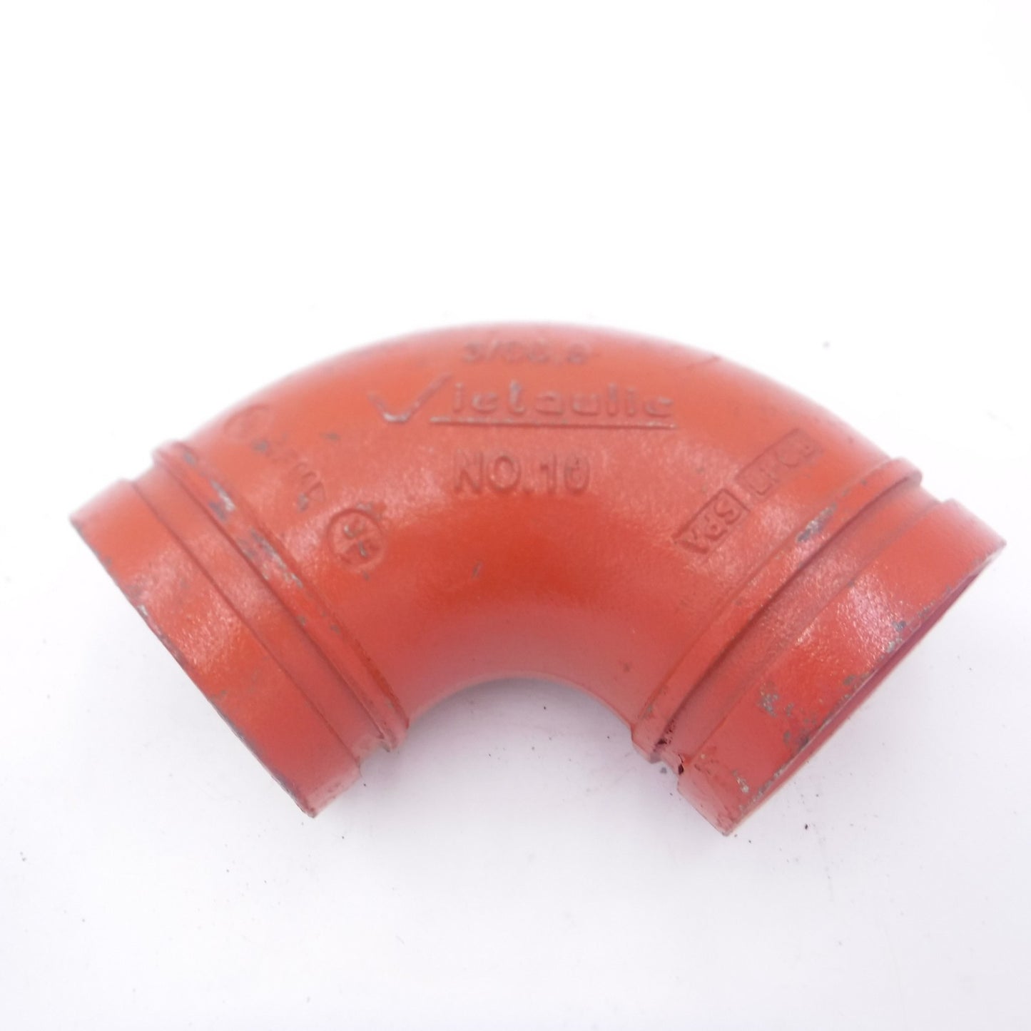 3" Victaulic No. 10 Ductile Iron 90° Elbow Fitting Orange