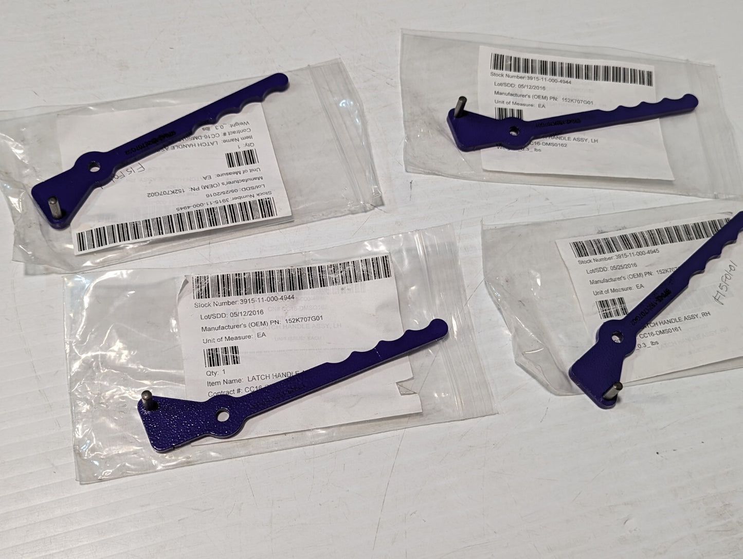 Lot of 4 ICI Manufacturing Latch Handle Assembly 2x RH, 2x LH