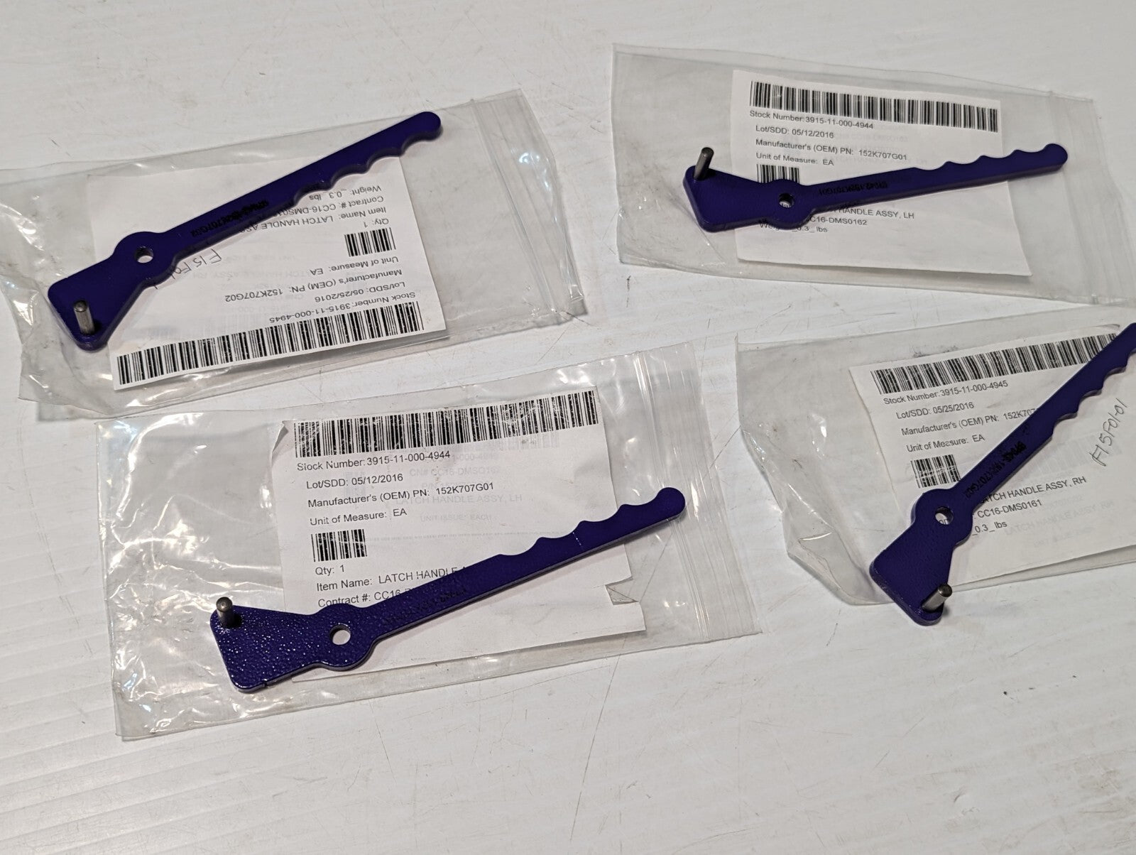 Lot of 4 ICI Manufacturing Latch Handle Assembly 2x RH, 2x LH