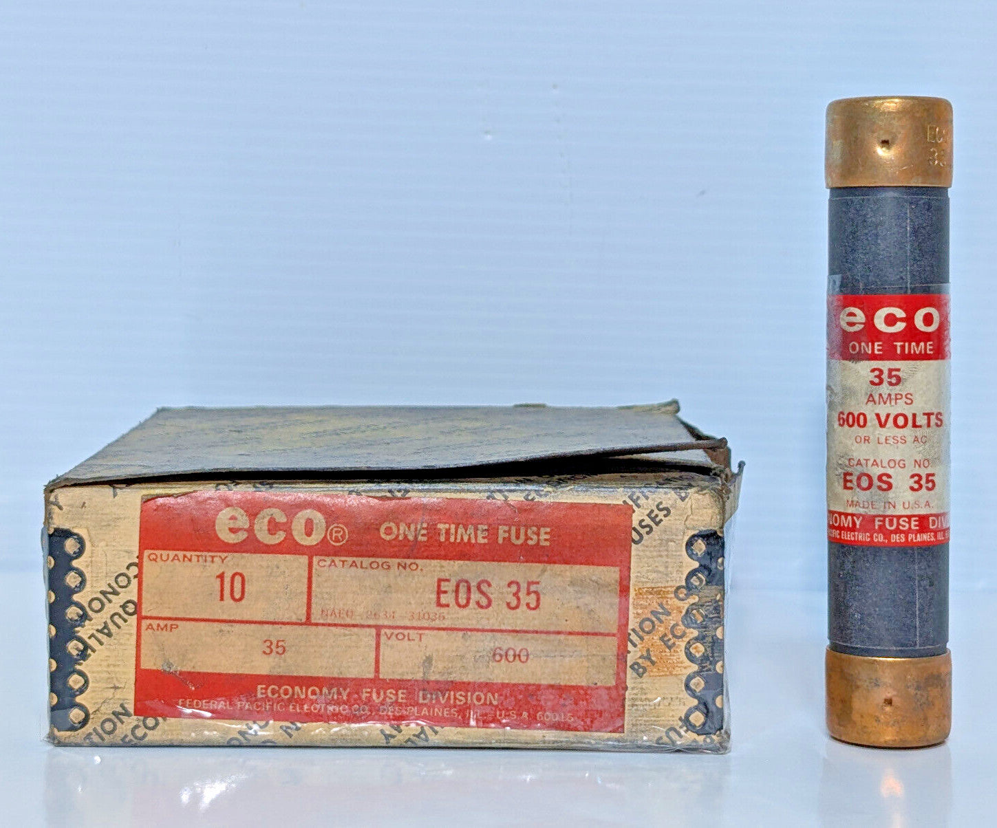 Lot of 7: Federal Pacific Electric Co. Eco EOS35, 35A, 600V, one time fuse