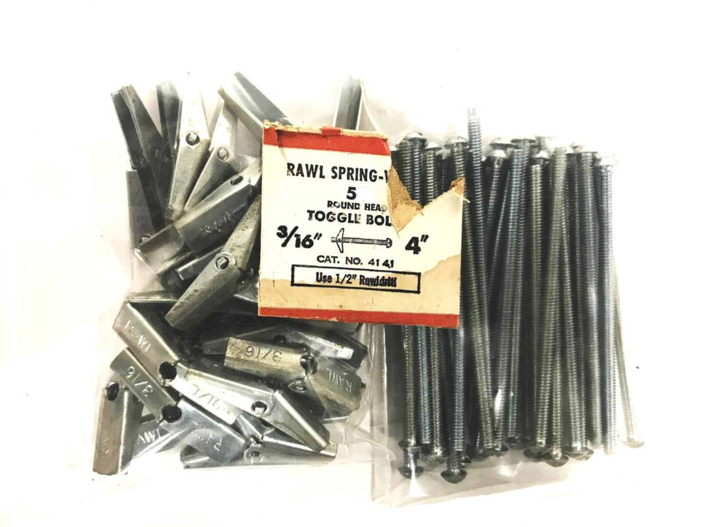 Rawl 3/16 inch x 5 inch Spring Wing Toggle Anchor Bolt 4141-5253 [Lot of 35] NOS