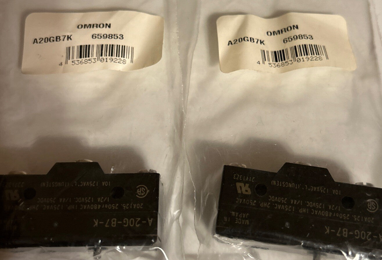 *QTY 2* OMRON ACTION SWITCH A-20G-B7-K. 20A, 125VAC. New In Package!         B4