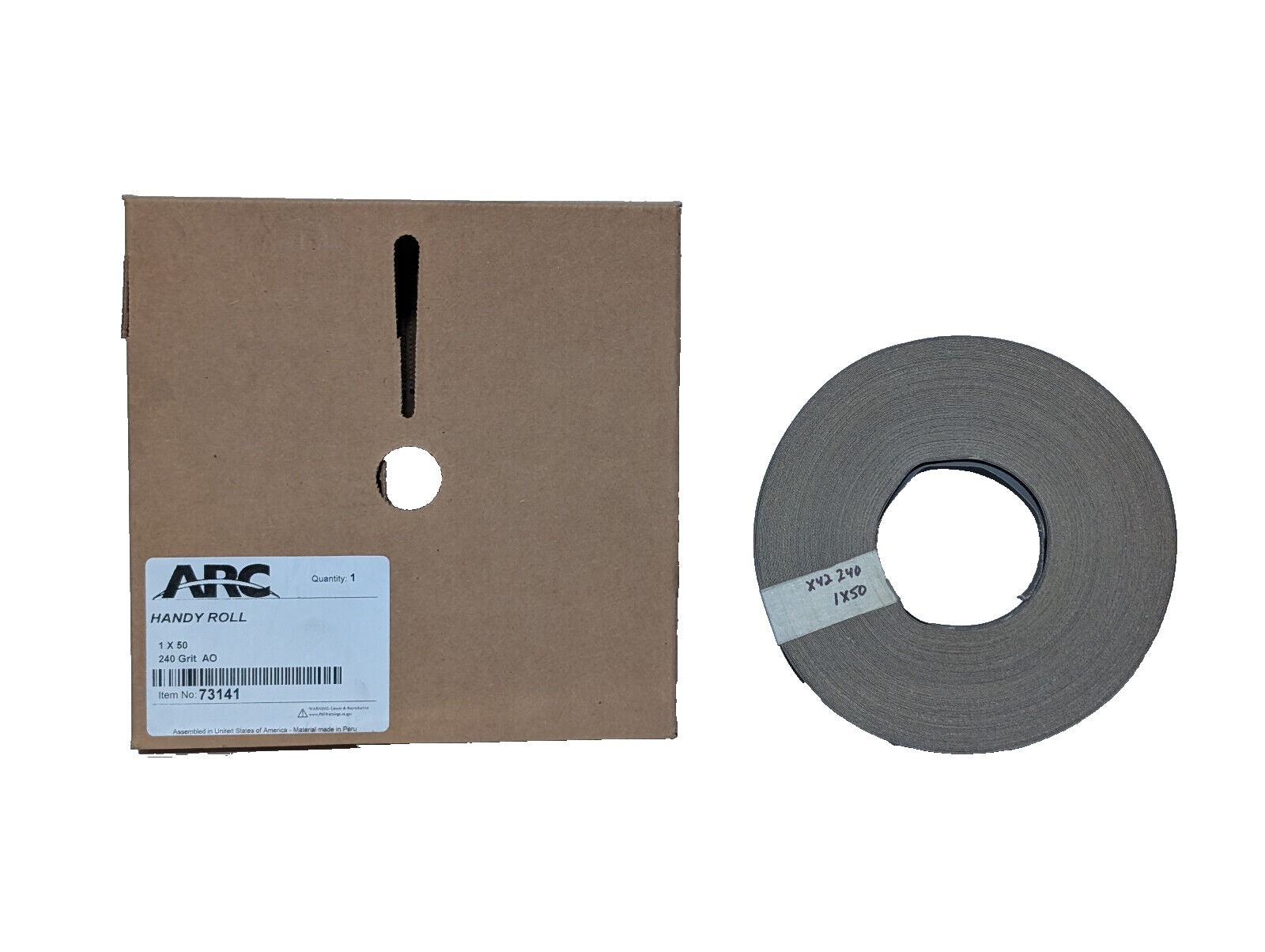 Arc Abrasives 73141 Handy Roll, 1" x 50 Yard, 240 Grit Aluminum Oxide, USA Made